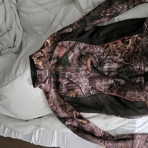 Under Armor, Pink Camo Jacket. Semi zip-up. Size Large